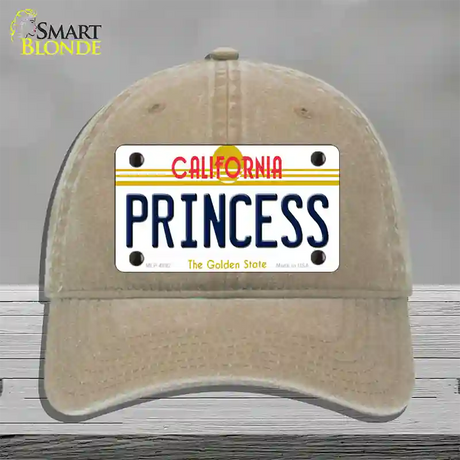 Princess California Novelty License Plate Hat Unconstructed Cotton / Khaki