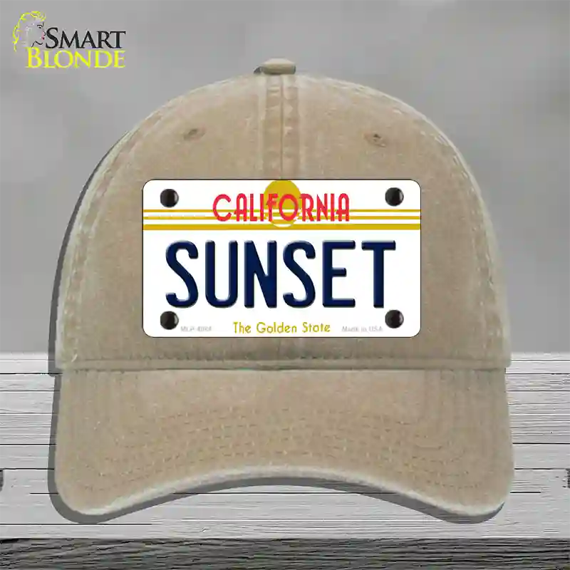 Sunset California Novelty License Plate Hat Unconstructed Cotton / Khaki