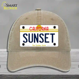 Sunset California Novelty License Plate Hat Unconstructed Cotton / Khaki