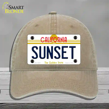 Sunset California Novelty License Plate Hat Unconstructed Cotton / Khaki