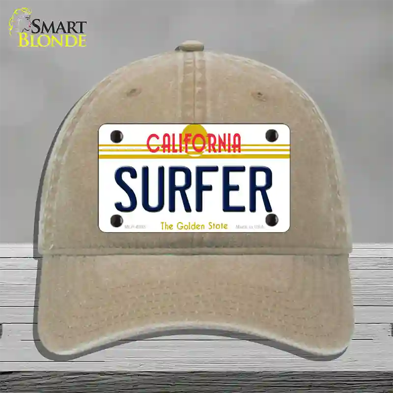 Surfer California Novelty License Plate Hat Unconstructed Cotton / Khaki