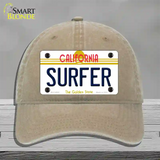 Surfer California Novelty License Plate Hat Unconstructed Cotton / Khaki