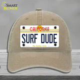 Surf Dude California Novelty License Plate Hat Unconstructed Cotton / Khaki