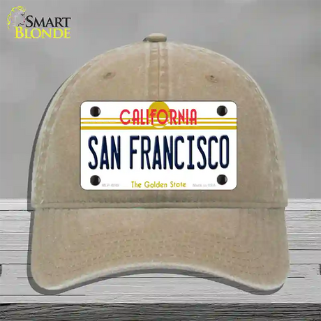 San Francisco California Novelty License Plate Hat Unconstructed Cotton / Khaki