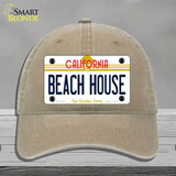 Beach House California Novelty License Plate Hat Unconstructed Cotton / Khaki