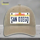 San Diego California Novelty License Plate Hat Unconstructed Cotton / Khaki