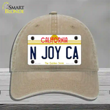 N Joy Ca California Novelty License Plate Hat Unconstructed Cotton / Khaki