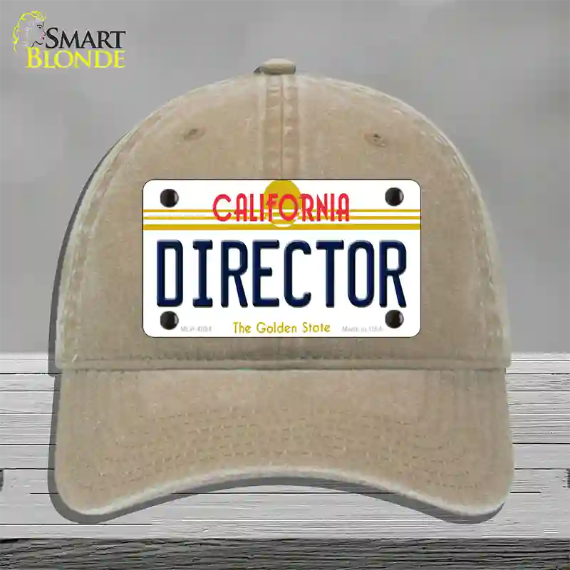 Director California Novelty License Plate Hat Unconstructed Cotton / Khaki