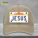 Jesus California Novelty License Plate Hat Unconstructed Cotton / Khaki