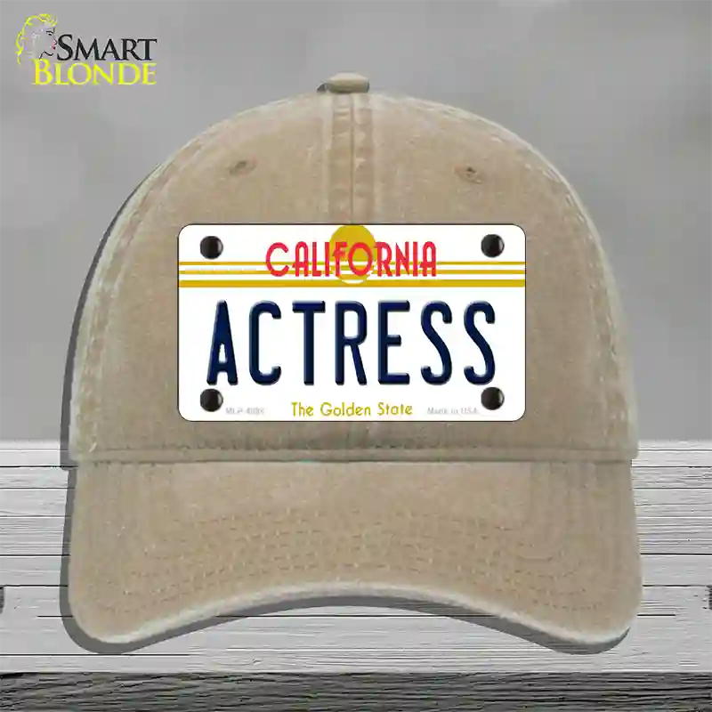 Actress California Novelty License Plate Hat Unconstructed Cotton / Khaki