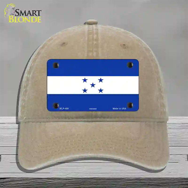 Honduras Flag Novelty License Plate Hat Unconstructed Cotton / Khaki