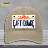 Earthquake California Novelty License Plate Hat Unconstructed Cotton / Khaki