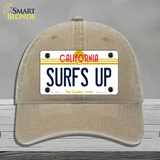 Surfs Up California Novelty License Plate Hat Unconstructed Cotton / Khaki