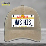 Was His California Novelty License Plate Hat Unconstructed Cotton / Khaki