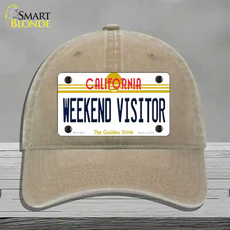 Weekend Vistor California Novelty License Plate Hat Unconstructed Cotton / Khaki