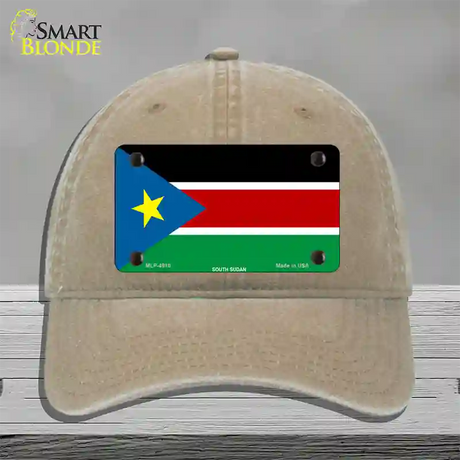 South Sudan Flag Novelty License Plate Hat Unconstructed Cotton / Khaki