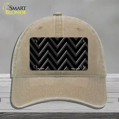 Black Light Black Large Chevron Novelty License Plate Hat Unconstructed Cotton / Khaki