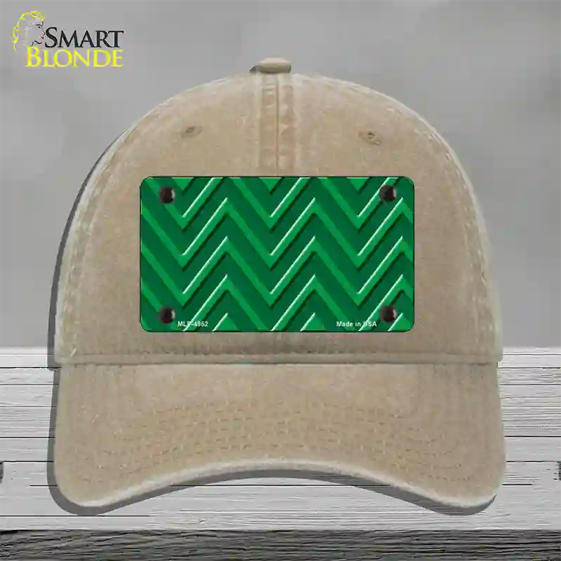 Green Light Green Large Chevron Novelty License Plate Hat Unconstructed Cotton / Khaki