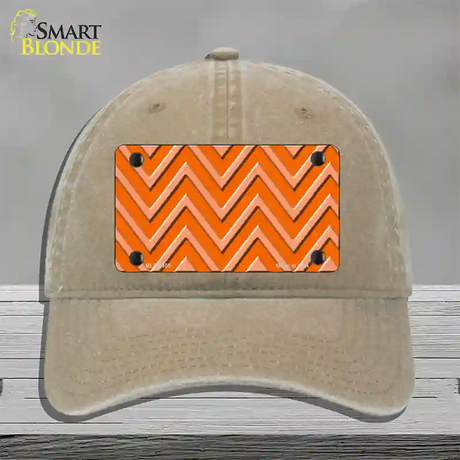 Orange Light Orange Large Chevron Novelty License Plate Hat Unconstructed Cotton / Khaki