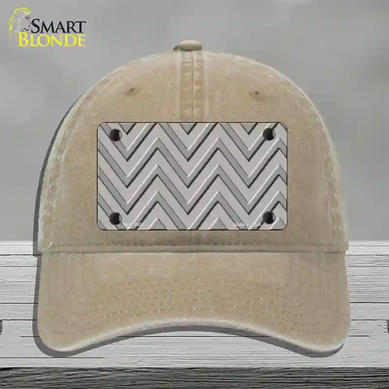 Grey Light Grey Large Chevron Novelty License Plate Hat Unconstructed Cotton / Khaki