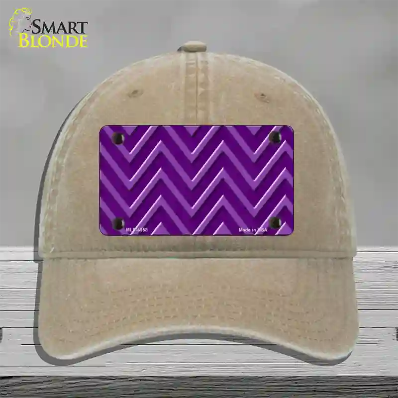 Purple Light Purple Large Chevron Novelty License Plate Hat Unconstructed Cotton / Khaki