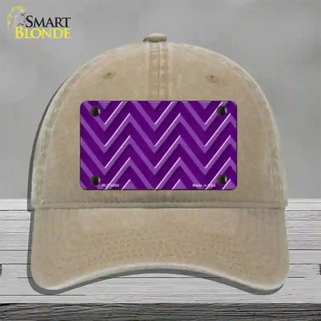 Purple Light Purple Large Chevron Novelty License Plate Hat Unconstructed Cotton / Khaki