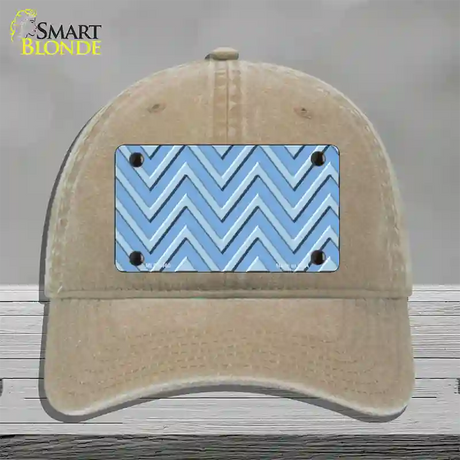 Light Blue Lighter Blue Large Chevron Novelty License Plate Hat Unconstructed Cotton / Khaki