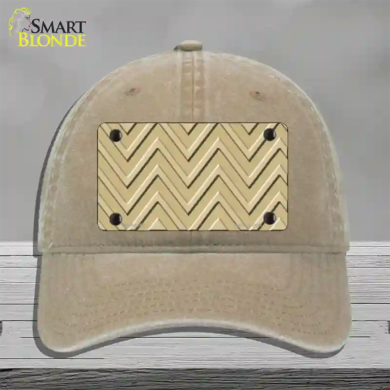 Gold Light Gold Large Chevron Novelty License Plate Hat Unconstructed Cotton / Khaki