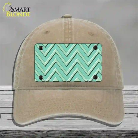 Mint Light Mint Large Chevron Novelty License Plate Hat Unconstructed Cotton / Khaki