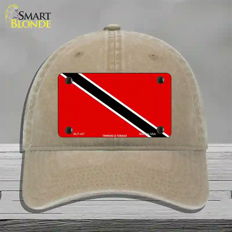 Trinidad Tobago Flag Novelty License Plate Hat Unconstructed Cotton / Khaki