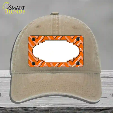 Orange Light Orange Scallop Large Chevron Novelty License Plate Hat Unconstructed Cotton / Khaki