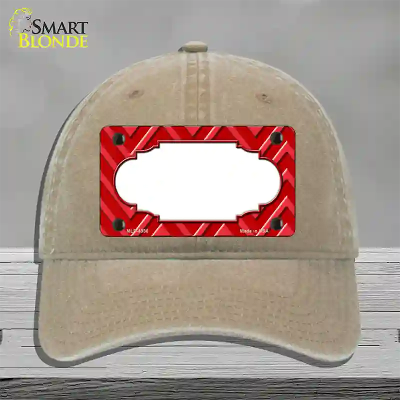 Red Light Red Large Scallop Chevron Novelty License Plate Hat Unconstructed Cotton / Khaki