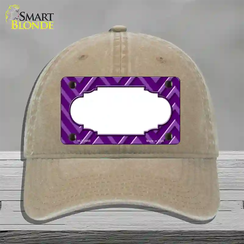 Purple Light Purple Scallop Large Chevron Novelty License Plate Hat Unconstructed Cotton / Khaki