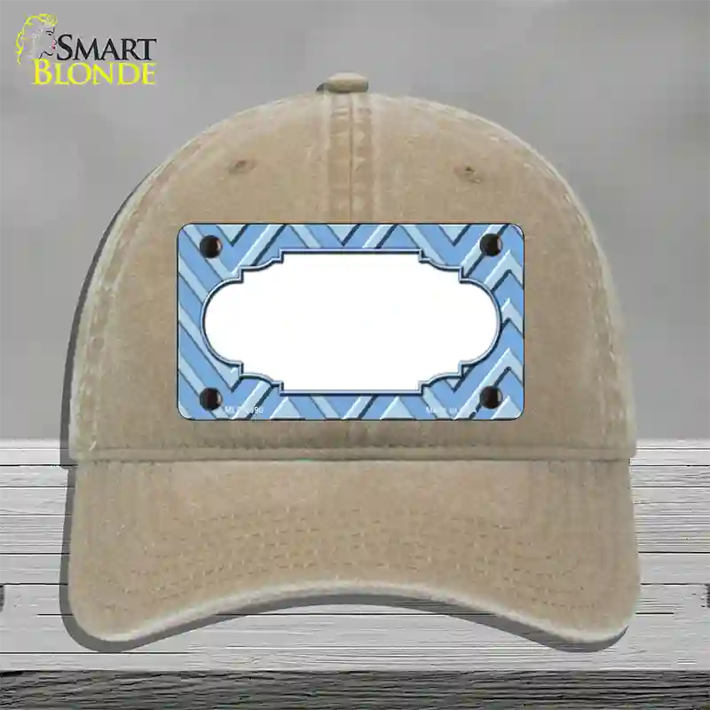 Light Blue Lighter Blue Scallop Large Chevron Novelty License Plate Hat Unconstructed Cotton / Khaki