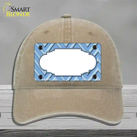 Light Blue Lighter Blue Scallop Large Chevron Novelty License Plate Hat Unconstructed Cotton / Khaki