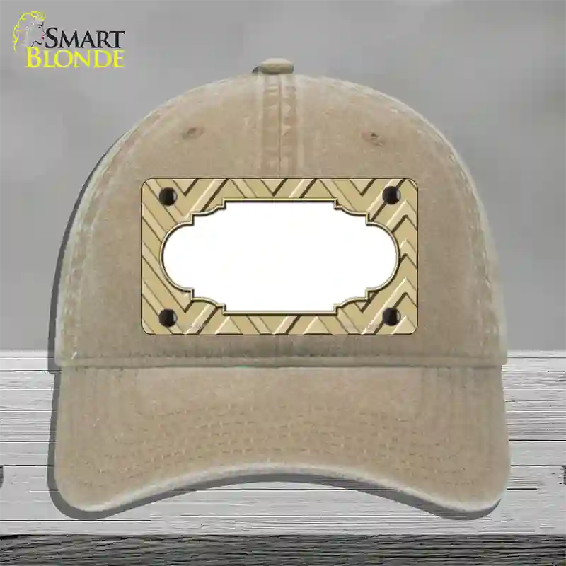 Gold Light Gold Scallop Large Chevron Novelty License Plate Hat Unconstructed Cotton / Khaki