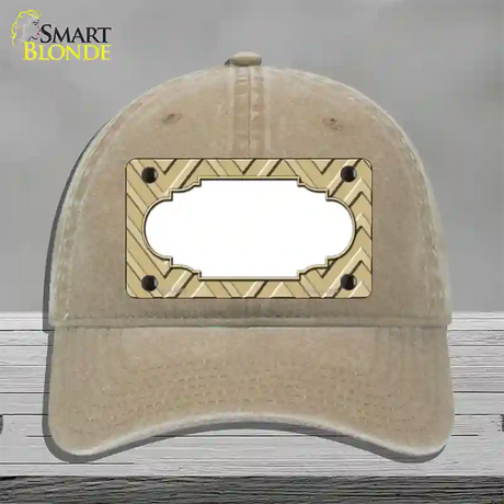 Gold Light Gold Scallop Large Chevron Novelty License Plate Hat Unconstructed Cotton / Khaki