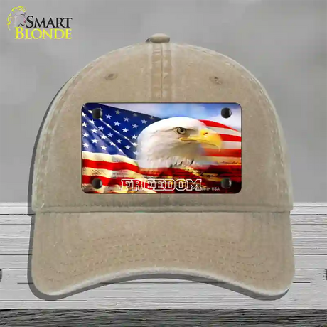 Freedom Bald Eagle Novelty License Plate Hat Unconstructed Cotton / Khaki