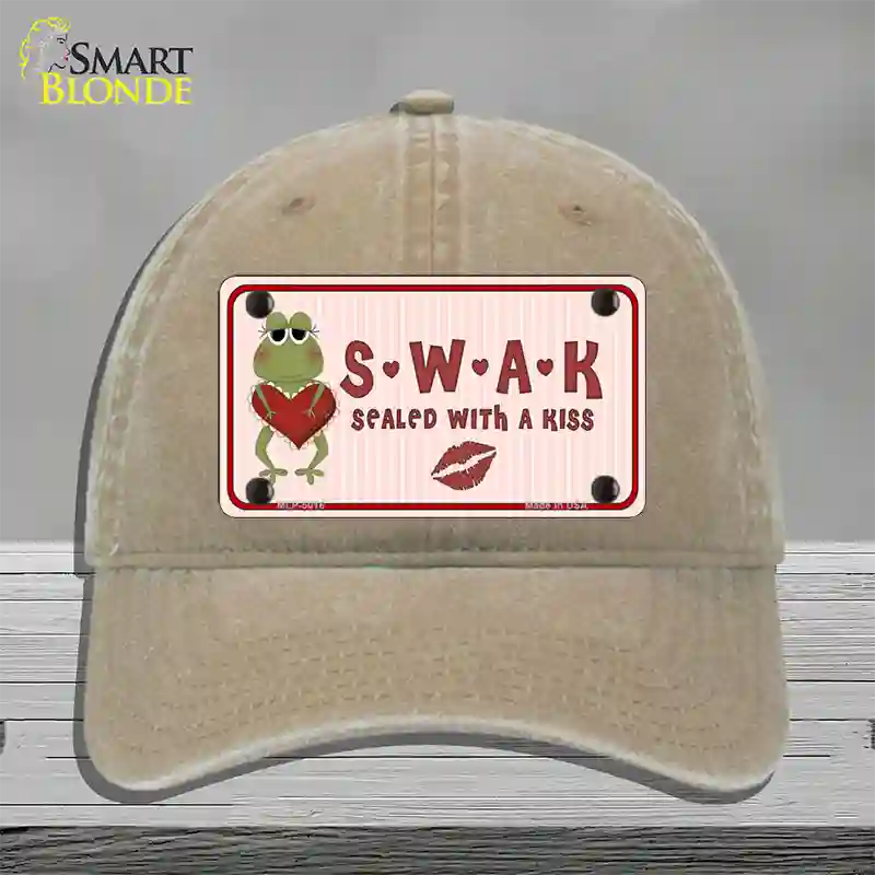 S.W.A.K. Valentine Frog Novelty License Plate Hat Unconstructed Cotton / Khaki