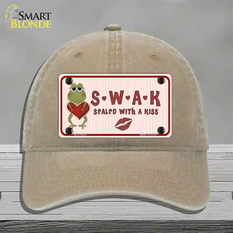 S.W.A.K. Valentine Frog Novelty License Plate Hat Unconstructed Cotton / Khaki