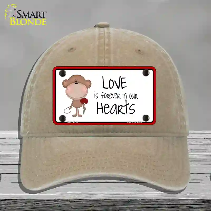 Love In Our Hearts Novelty License Plate Hat Unconstructed Cotton / Khaki