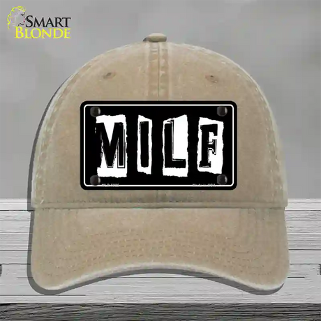 M.I.L.F Black Novelty License Plate Hat Unconstructed Cotton / Khaki