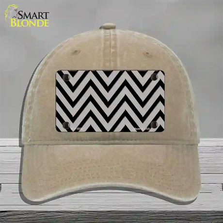 Grey Black Chevron Novelty License Plate Hat Unconstructed Cotton / Khaki