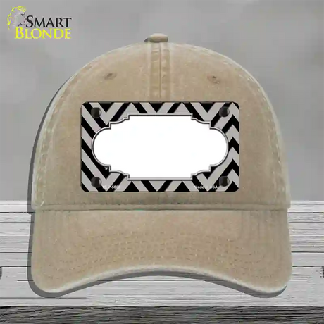 Grey Black Chevron Scallop Novelty License Plate Hat Unconstructed Cotton / Khaki