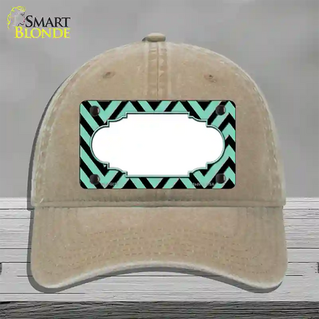 Mint Black Chevron Scallop Novelty License Plate Hat Unconstructed Cotton / Khaki