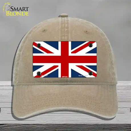 Britain Flag Novelty License Plate Hat Unconstructed Cotton / Khaki