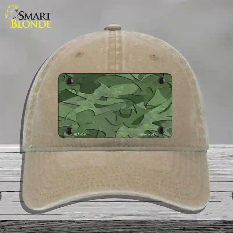 Green Camouflage Novelty License Plate Hat Unconstructed Cotton / Khaki