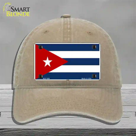 Cuba Flag Novelty License Plate Hat Unconstructed Cotton / Khaki