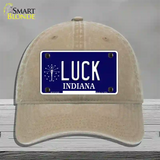 Luck Indiana State Novelty License Plate Hat Unconstructed Cotton / Khaki