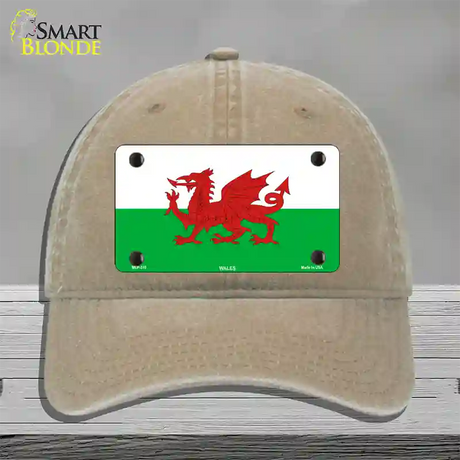 Wales Flag Novelty License Plate Hat Unconstructed Cotton / Khaki